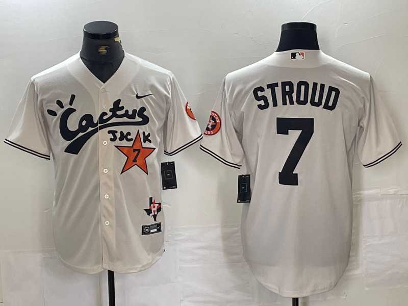 Mens Houston Astros #7 CJ Stroud Cream Cactus Jack Cool Base Jersey